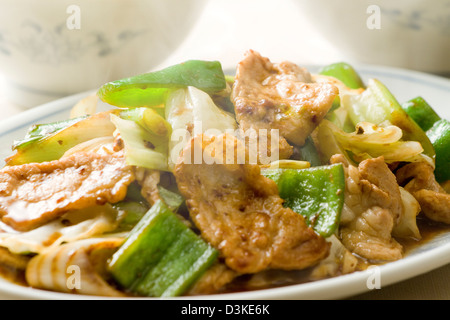 Chinese style twice cooked pork Stock Photo