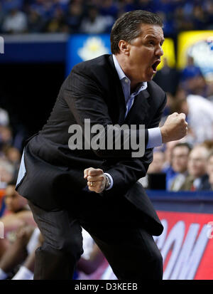 Feb. 20, 2013 - Lexington, KY, USA - Kentucky Wildcats head coach John Calipari was not happy with an officials non call as Kentucky defeated Vanderbilt 74-70 on Wednesday February 20, 2013 in Lexington, Ky. Photo by Mark Cornelison | Staff (Credit Image: © Lexington Herald-Leader/ZUMAPRESS.com) Stock Photo