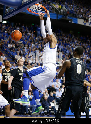 Feb. 20, 2013 - Lexington, KY, USA - Kentucky Wildcats forward Willie Cauley-Stein (15) jammed for two of his 20 points  as Kentucky defeated Vanderbilt 74-70 on Wednesday February 20, 2013 in Lexington, Ky. Photo by Mark Cornelison | Staff (Credit Image: © Lexington Herald-Leader/ZUMAPRESS.com) Stock Photo