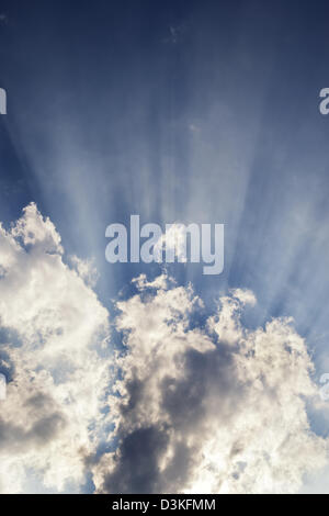 Dramatic sun rays behind a cloud. Andhra pradesh, India Stock Photo