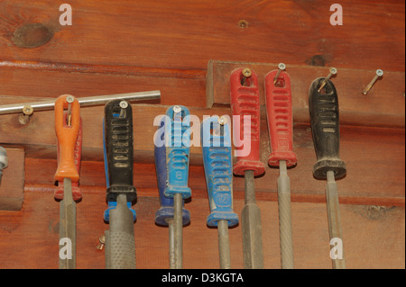 woodworking tools handles, Rasp set Stock Photo