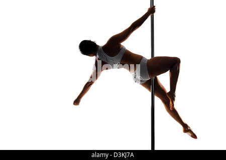 Pole dancer isolated in white Stock Photo