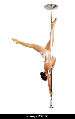 Pole dancer isolated in white Stock Photo