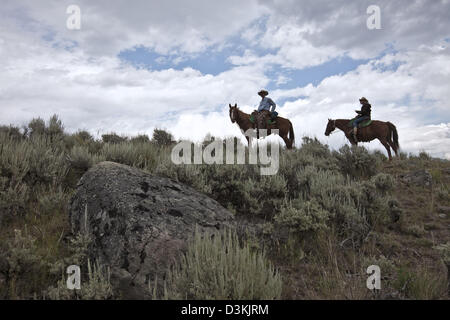 Evening ride on the brakes trail with views of Paradise Valley, Montana, USA Stock Photo
