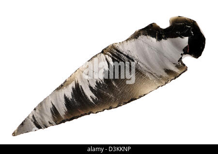 Obsidian hand-knapped arrowhead (modern) Stock Photo