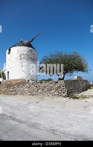 Windmill on Paros island in the Cyclades (Greece) Stock Photo