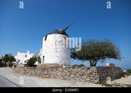 Windmill on Paros island in the Cyclades (Greece) Stock Photo