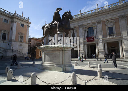 Piazza del Campidoglio on the Capitoline Hill in Rome designed by Michelangelo Stock Photo