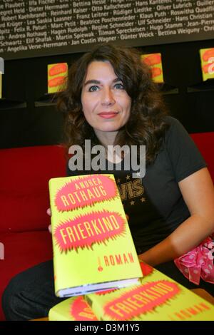 (dpa) - German author Andrea Rothaug pictured at the Frankfurt Book ...