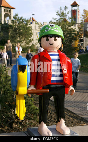 (dpa) - An overdimensional Playmobil pirate figure pictured at the Playmobil-FunPark in Zirndorf near Nuremberg, Germany, 27 October 2005. Photo: Daniel Karmann Stock Photo