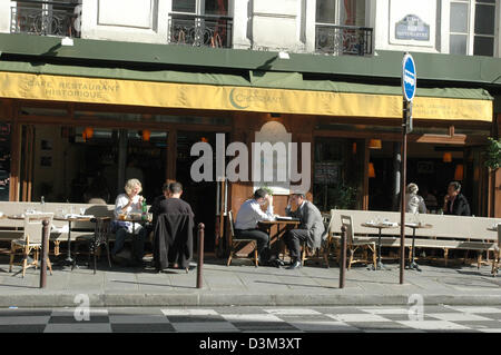 (dpa) - The picture dated 9 October 2005 shows the Cafe Le Croissant where French socialist politician Jean Jaures, professed objector to the imminent World War I, was shot by a nationalistic fanatic on 31 July 1914 in Paris, France. The delinquent was never found. Photo: Helmut Heuse Stock Photo