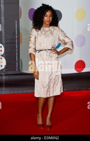 British singer Corinne Bailey Rae arrives at the Brit Awards 2013 at O2 Arena in London, England, on 20 February 2013. Photo: Hubert Boesl Stock Photo