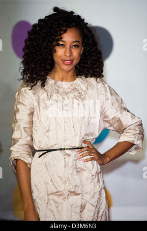 British singer Corinne Bailey Rae arrives at the Brit Awards 2013 at O2 Arena in London, England, on 20 February 2013. Photo: Hubert Boesl Stock Photo