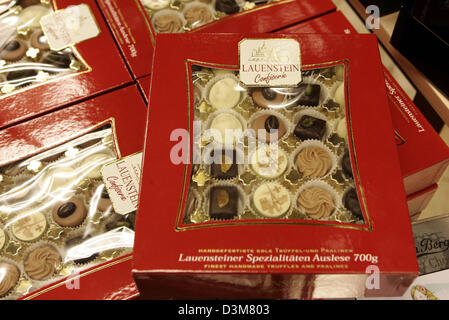 (dpa) - The picture shows chocolates in a box in a store in Hamburg, Germany, Tuesday 20 December 2005. According to several polls ties are one of the most unpopular Christmas gifts. Photo: Ulrich Perrey Stock Photo