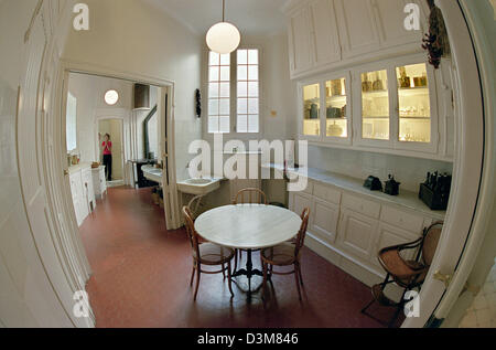 A kitchen in an apartment at Casa Mila in Barcelona, Spain Stock Photo ...