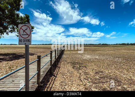 Lake Wallace dried up during a drought in Australia. Stock Photo