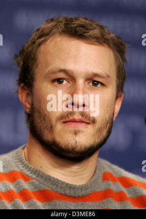 The picture shows Australian actor Heath Ledger during a press conference for his new film  'Candy' at the 56th International Film Festival in Berlin, Wednesday, 15 February 2006.  'Candy'  runs in competition at this year's film festival. Photo: Jan Woitas Stock Photo