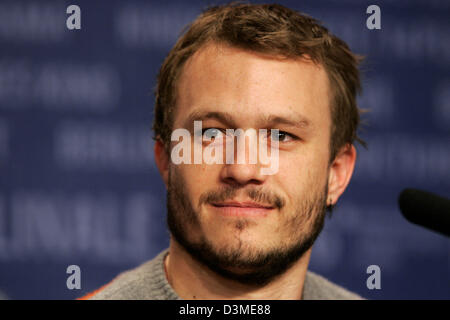 The picture shows Australian actor Heath Ledger during a press conference for his new film  'Candy' at the 56th International Film Festival in Berlin, Wednesday, 15 February 2006.  'Candy'  runs in competition at this year's film festival. Photo: Jan Woitas Stock Photo