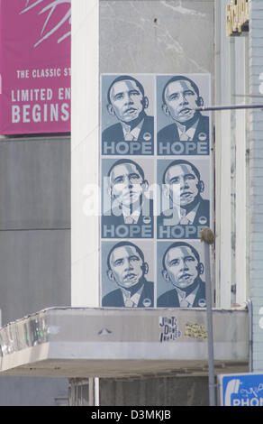 shepard fairey hope posters on hollywood boulevard in los angeles california Stock Photo