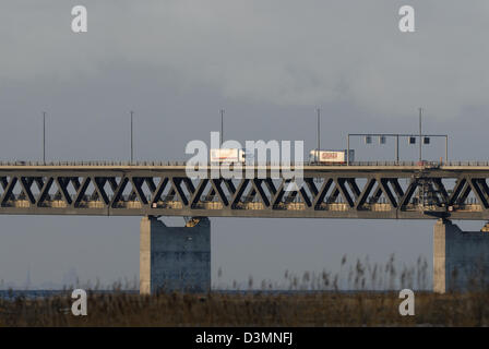 The Öresund Bridge between Scania Sweden and Copenhagen Denmark Stock Photo