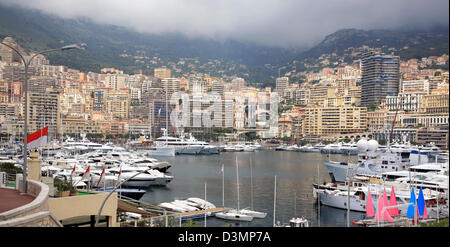 View of luxury yachts in harbor of Monte Carlo in Monaco Stock Photo