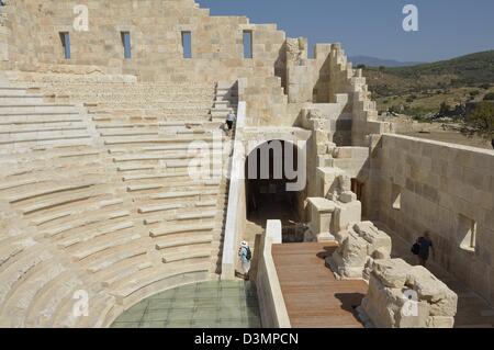 Classical ruins Patara Turkey. Lydian, Greek, Roman occupation. Reconstructed amphitheatre Stock Photo