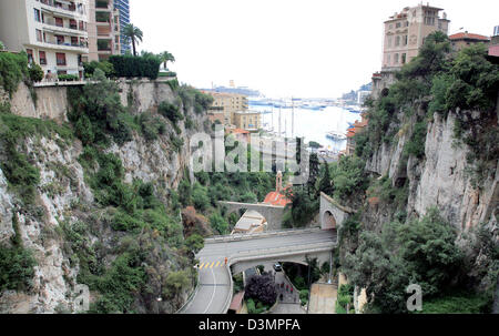 Monaco - view from railroad station to port Hercule Stock Photo