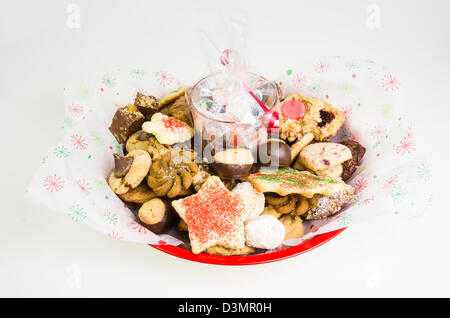 Homemade cookies on a red tray Stock Photo