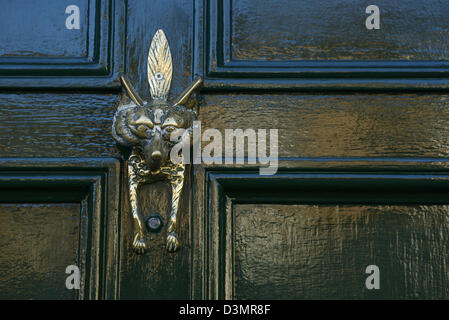 Ornate brass door knocker Stock Photo