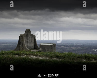 Dark clouds at the summit of Devil's Dyke in the South Downs National Park, near Brighton, Sussex, UK, overlooking the Weald Stock Photo