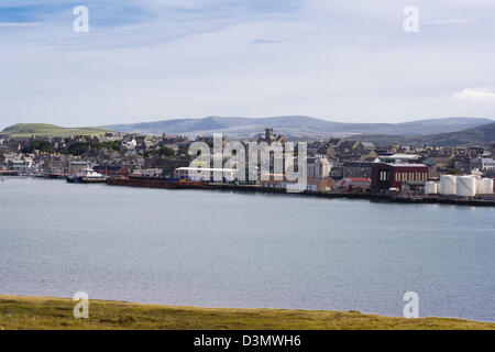 Lerwick, the 'capital' of the Shetland Islands, seen across the Straits of Bressay. Stock Photo