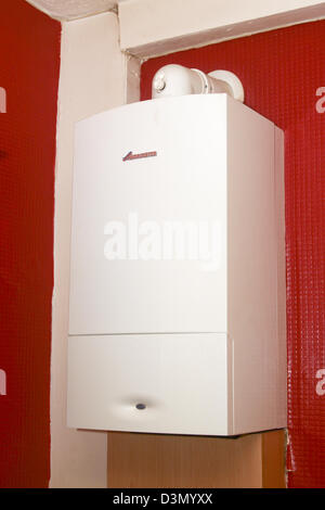 Worcester Bosch wall mounted gas combination central heating boiler Stock Photo