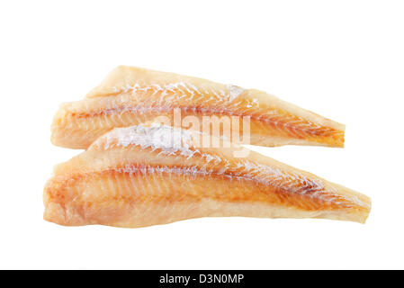 Fresh fish fillets isolated on white Stock Photo