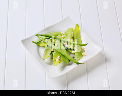 Fresh green beans, mung beans and snow peas Stock Photo