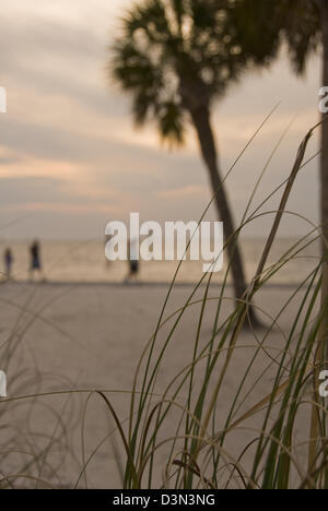 Sunset on a cloudy evening at Hudson Beach, Florida Stock Photo