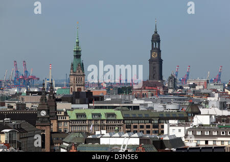 Hamburg, Germany, City Facts with City Hall, and St Michael's Church Stock Photo