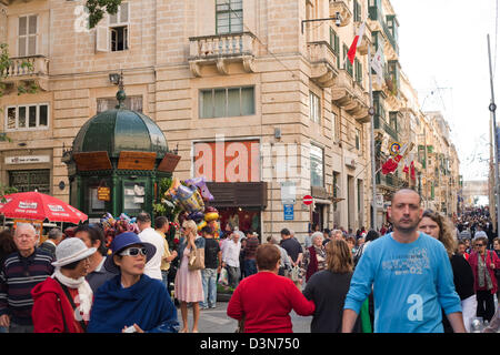 Valletta, Malta, passersby in Republic Street Stock Photo