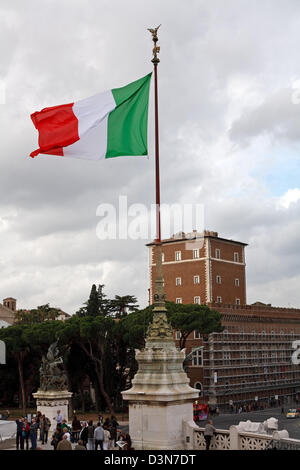 Rome, Italy, Italy flag Palazzo Venezia Stock Photo