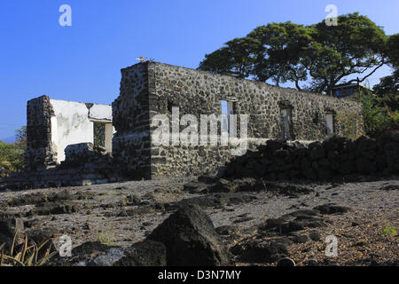 Ruins of 1860 Helani Church across from Kahaluu Beach Park Stock Photo