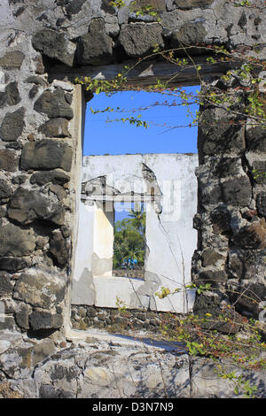 Ruins of 1860 Helani Church across from Kahaluu Beach Park Stock Photo