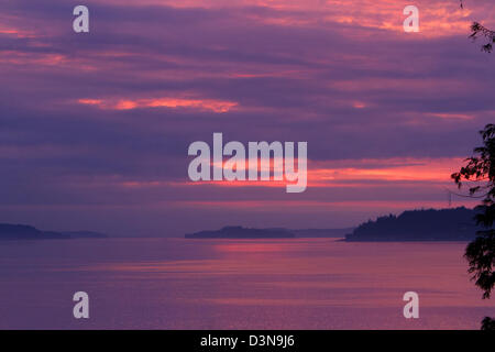 Stunning scenic sunset at Telegraph Cove, Vancouver Island, BC, Canada in August Stock Photo