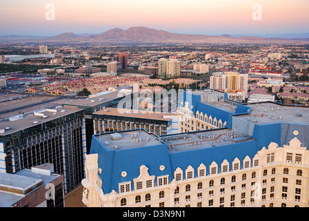 Las Vegas aerial view. Viewed from top of Eiffel Tower Hotel. Stock Photo