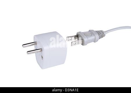 an adapter from American to European plug. Isolated Stock Photo