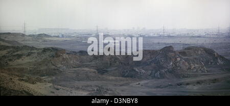 A panoramic desert landscape on the outskirts of urban Jeddah. Stock Photo