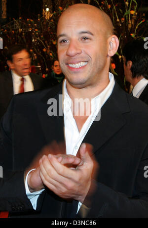 (dpa file) - The picture shows US American actor Vin Diesel at the 56th Berlinale Festival in Berlin, 16 February 2006. Photo: Soeren Stache Stock Photo