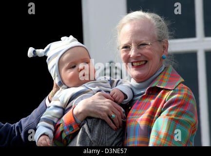 Queen Margrethe II and her grandson Prince Christian are pictured during the celebration of the queen's 66th birthday at the Marselisborg Palace in Aarhus, Denmark, 16 April 2006. Photo: Albert Nieboer NETHERLANDS OUT Stock Photo