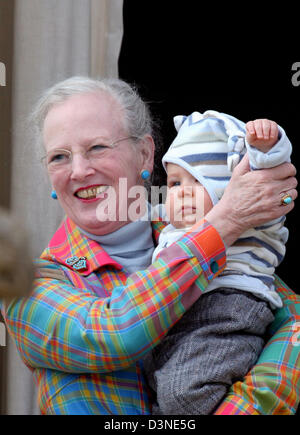 Queen Margrethe II and her grandson Prince Christian are pictured during the celebration of the queen's 66th birthday at the Marselisborg Palace in Aarhus, Denmark, 16 April 2006. Photo: Albert Nieboer NETHERLANDS OUT Stock Photo