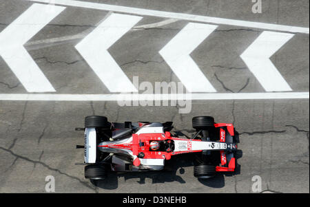 Portuguese Formula One driver Tiago Monteiro of MF1 Racing poses for ...