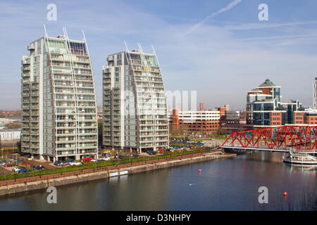 Modern Apartments at Salford Quays Stock Photo