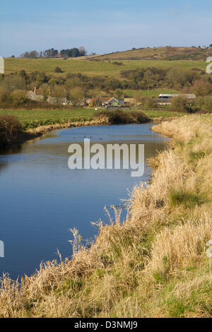 The River Axe in Somerset England located near to the A370 Bleadon and between Weston-super-Mare and Bridgwater Stock Photo